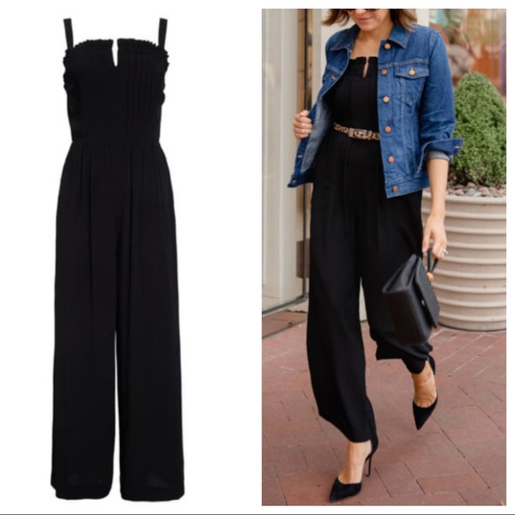 Madewell Pants - Madewell Black Pintuck Cami Jumpsuit Cropped Wide Leg Size 8